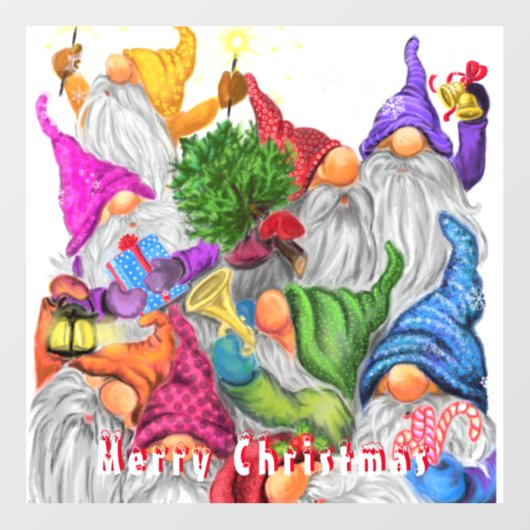 Kerst Raam Cling met Happy Gnome Party Raamsticker (Vel)