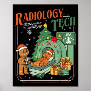 Kerst Radiologie Tech Grappige Gemberkoekman Rad Poster