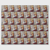 Kerst Ragdoll Cat op een rode stoel Cadeaupapier (Vlak)