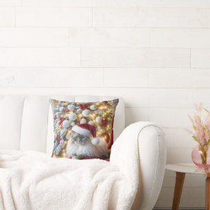 Kerst Ragdoll Cat op rode stoel Kussen