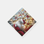 Kerst Ragdoll Cat op rode stoel Servet (Hoek)