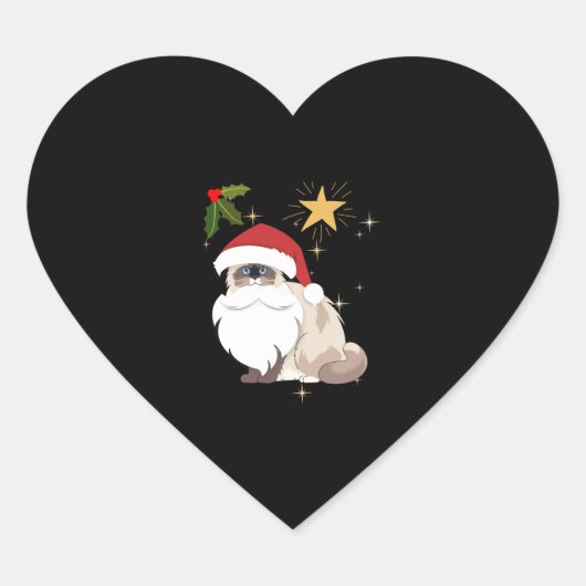 Kerst Ragdoll kat Hart Sticker (Voorkant)