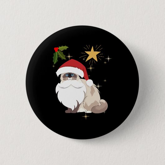 Kerst Ragdoll kat Ronde Button 5,7 Cm (Voorkant)