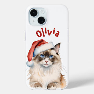Kerst Ragdoll kat Waterverf