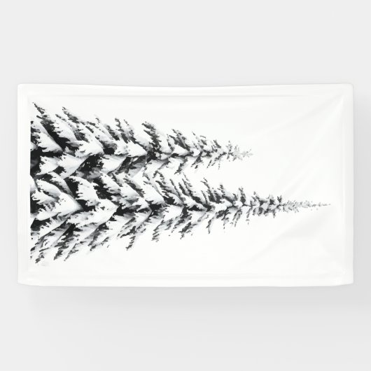 Kerst Realistisch Wonderland Theme Sneeuwboom Spandoek (Horizontaal)