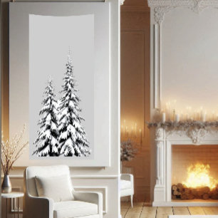Kerst Realistisch Wonderland Theme Sneeuwboom Spandoek