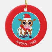 Kerst Reba de Koe Keramisch Ornament (Voorkant)