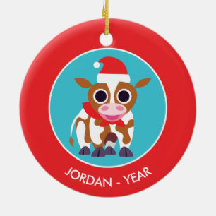 Kerst Reba de Koe Keramisch Ornament