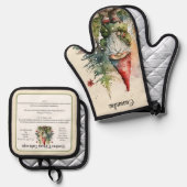 Kerst Recept Keepsake Cookies  Gnome Ovenwant & Pannenlap Set (Voorkant / Achterkant)