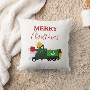 Kerst Recycling Vuilniswagen Kussen
