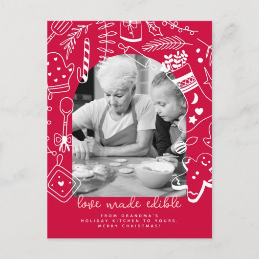 Kerst Red Baking Spirits Bright Photo Card Feestdagenkaart (Voorkant)