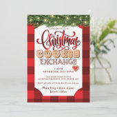 Kerst Red Plaid Cookie Exchange Party Kaart (Staand voorkant)