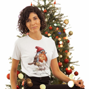 Kerst Red Robin, aanpasbaar T-shirt