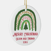 Kerst regenboog glitter rood groen personaliseren keramisch ornament (Rechts)