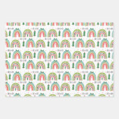 Kerst Regenboog Wrapping Paper Set Trees, Stippen (Voorkant)