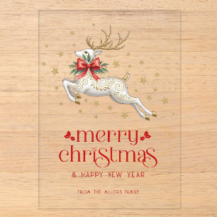 Kerst Reindeer Gouden Typografie Kerstkaart Acryl Uitnodigingen