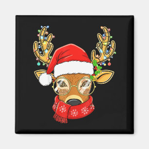 Kerst Reindeer Lichtjes Glas Kerstman Hoed Hert Xm Magneet