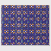 Kerst Reinders Blauw Naadloos Patroon Cadeaupapier (Vlak)
