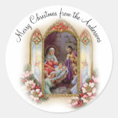 Kerst Religieuze Geboorte Ronde Sticker (Voorkant)
