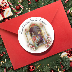 Kerst Religieuze  Geboorte Ronde Sticker