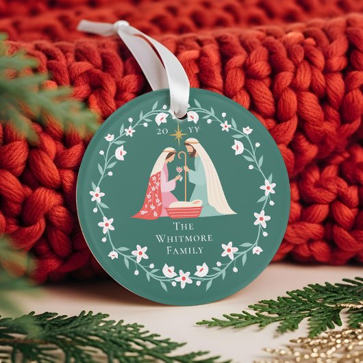 Kerst Religieuze Kerstmisscène Foto Keepsake Ornament