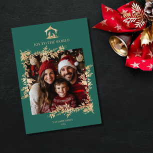 Kerst Religieuze Kerststal Familiefoto Feestdagenkaart
