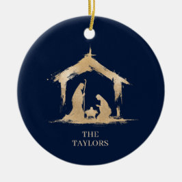 Kerst Religieuze Kerststal Familiefoto Keramisch Ornament