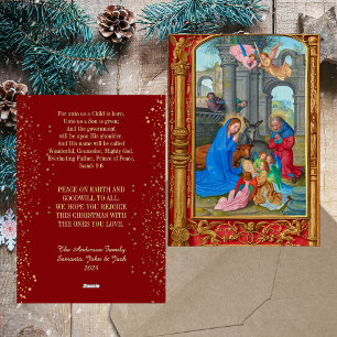 Kerst Religieuze Middeleeuwse Christelijke Katholi Feestdagenkaart