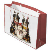 Kerst Rendier Berner Mountain Dogs Groot Cadeauzakje (Achterkant Gekanteld)