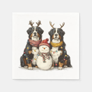 Kerst Rendier Berner Mountain Dogs Servet