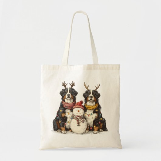 Kerst Rendier Berner Mountain Dogs Tote Bag (Voorkant)