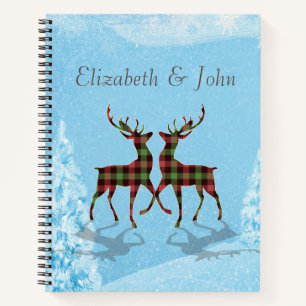 Kerst Rendier Buffalo Plaid Bos Notitieboek