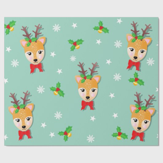 Kerst Rendier Cadeaupapier (Vlak)