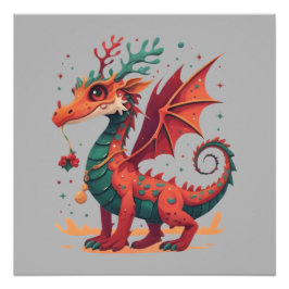 Kerst rendier draak Abstracte stijlvolle Cartoon Perfect Poster
