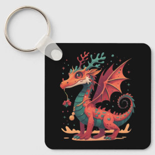Kerst rendier draak Abstracte stijlvolle Cartoon Sleutelhanger