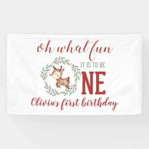 Kerst Rendier Eerste Verjaardag Spandoek