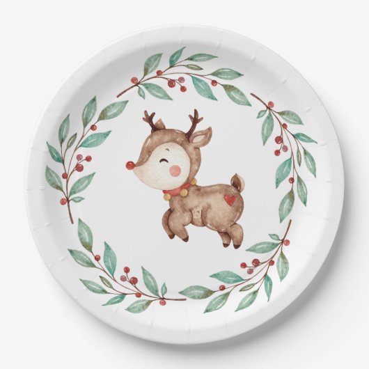 Kerst rendier eerste verjaardagspapier Bord (Voorkant)