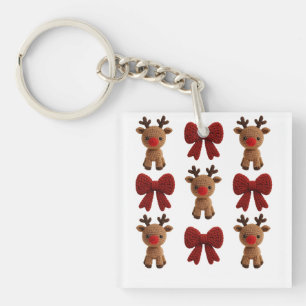 Kerst Rendier en Strikken Coquette garen Sleutelhanger