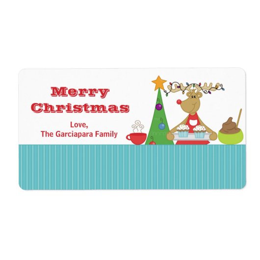 Kerst Rendier Gift Label Labels (Voorkant)