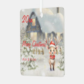 Kerst rendier huis foto Square Ornament (Voorkant links)