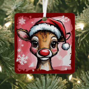 Kerst Rendier Kwaststreken Preppy Kerst Meisjesach Metalen Ornament