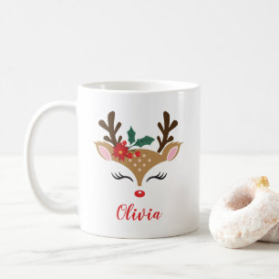 Kerst Rendier Lief Gezicht Koffiemok