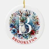 Kerst Rendier Monogram Letter B Aangepaste naam Keramisch Ornament (Achterkant)