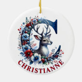 Kerst Rendier Monogram Letter C Aangepaste naam Keramisch Ornament (Achterkant)