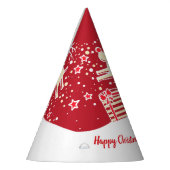 Kerst rendier over cadeaus rode naam hoed feesthoedjes (Links)