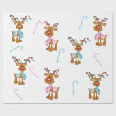 Kerst Rendier Roze Blauw Geslacht Reveal Party Cadeaupapier (Vlak)