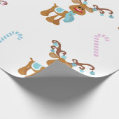 Kerst Rendier Roze Blauw Geslacht Reveal Party Cadeaupapier (Hoek)