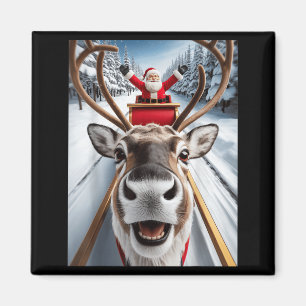 Kerst Rendier Selfie Sinterklaas Grappige Familie Magneet
