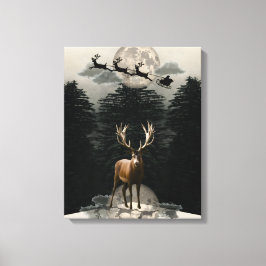 Kerst Rendier & Sleigh Canvas Muurkunst