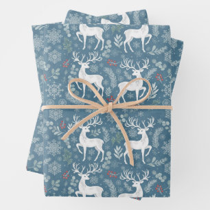 Kerst Rendieren, Bosbessen, Sneeuwvlokken Inpakpapier Vel